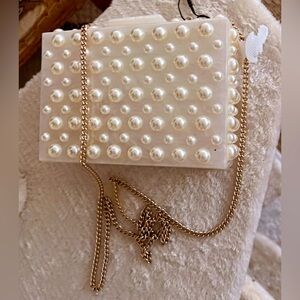 NWT pearl Zara clutch